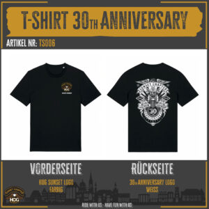 T-Shirt 30th Anniversary schwarz Rückendruck uni