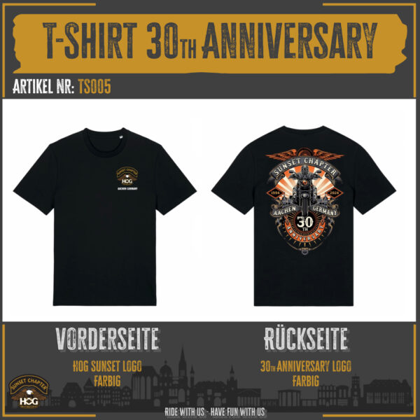 T-Shirt 30th Anniversary schwarz Rückendruck farbig