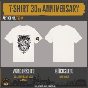 T-Shirt 30th Anniversary weiss Frontdruck uni