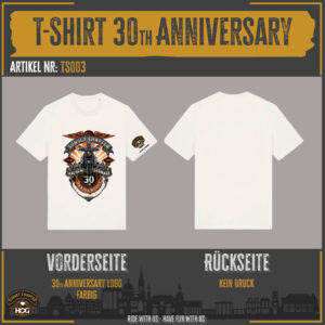 T-Shirt 30th Anniversary weiss Frontdruck farbig