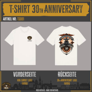 T-Shirt 30th Anniversary weiss Rückendruck farbig